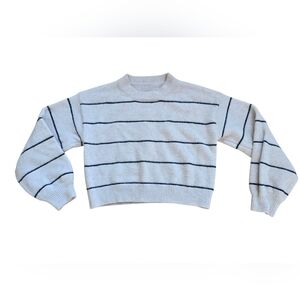 White & Black Striped Super Soft Sweater Size XS EUC